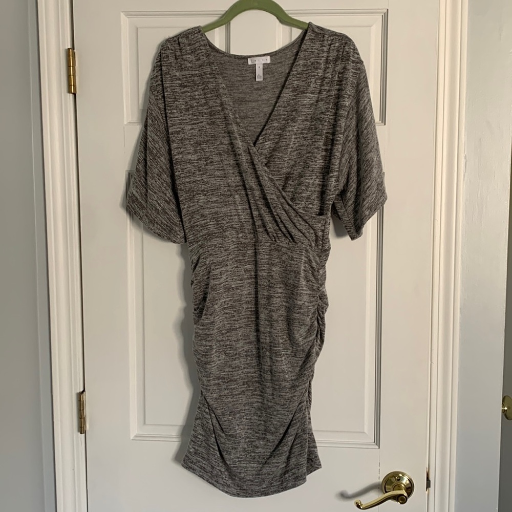 Leith | Grey Knit Ruched Dress